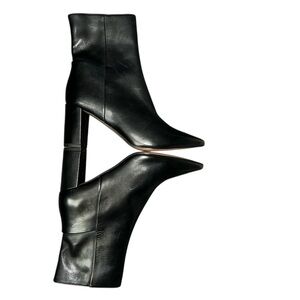 H&M Sleek Black Leather Heeled Boots Size 35